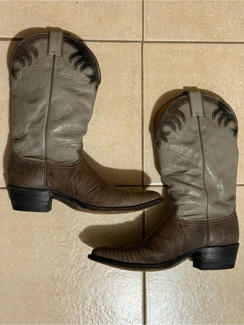 Vintage 1970 's Mens Justin
Exotic Leather Lizard Cowboy Boots 10D Style 4531 - Picture 7 of 12